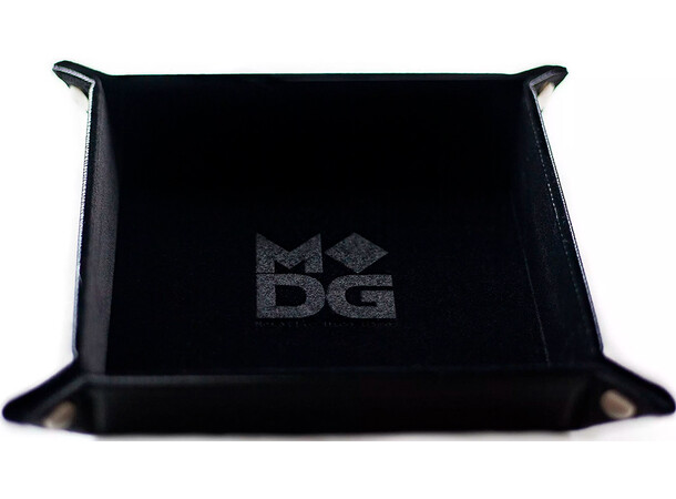 RPG Dice Tray Fällbar (25x25cm) Svart Fällbar tärningsbricka i läder 