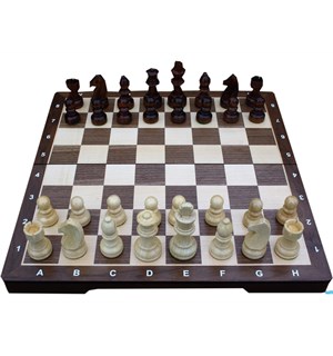 Sjakkbrett i tre Foldbar 37x37cm Large Konge størrelse 6,35 cm 