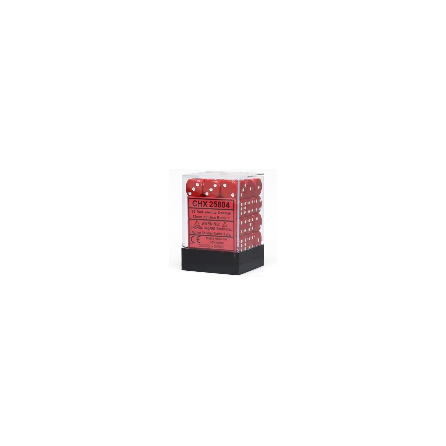 Terning D6 12 mm 36stk Rød/Hvit Chessex 25804 D6 Dice Block