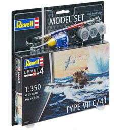 German Submarine Type VII C/41 Starter Revell 1:350 Byggsats Starter Set