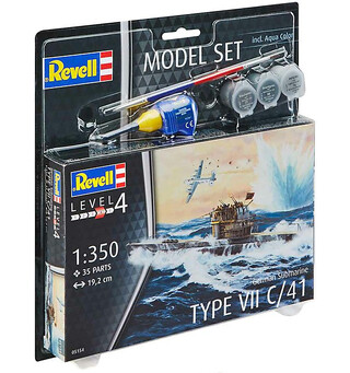 German Submarine Type VII C/41 Starter Revell 1:350 Byggesett Starter Set