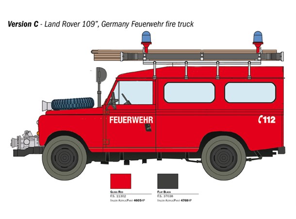 Land Rover Fire Truck Italeri 1:24 Byggesett
