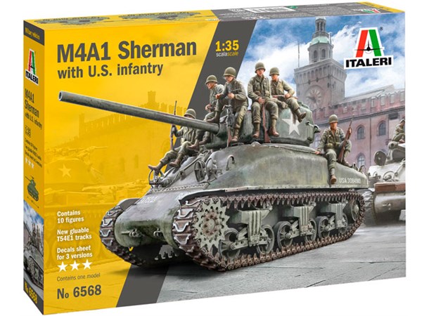 M4A1 Sherman with US Infantry Italeri 1:35 Byggesett 