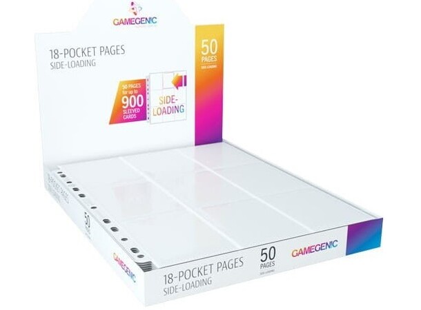Plastficka 18-Pocket Side Load Vit x50 Gamegenic - Passar Double Sleeve 