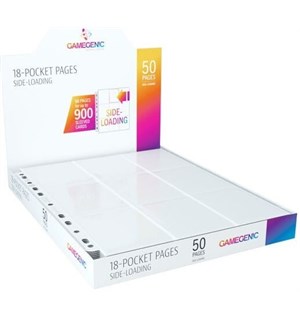 Plastlomme 18-Pocket Side Load Hvit x50 Gamegenic - Passer Double Sleeve 
