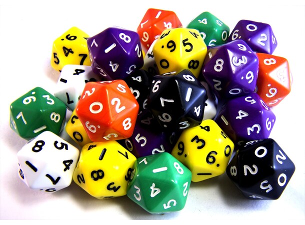 RPG Dice D20 22 mm Tärning - 50 st 50 D20-tärningar i slumpmässiga färger 