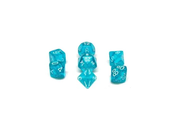 RPG Dice Set Blågrønn/Vit - 7 st Chessex 23085 Translucent Teal/White 