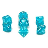 RPG Dice Set Blågrønn/Vit - 7 st Chessex 23085 Translucent Teal/White