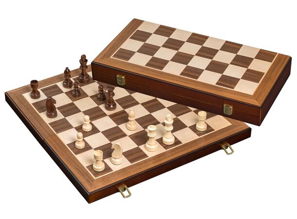 Schack Stora pjäser Turnering 52cm 55mm fält -  kung 98mm - Pjäsebox i trä 