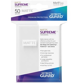 Sleeves Supreme Matte Hvit x50 66x91 Ultimate Guard Kortbeskytter/DeckProtect 