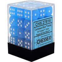 Terning D6 12 mm 36stk Blå/hvit Frosted Chessex D6 Dice Block