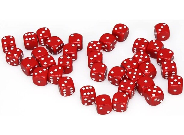 Tärning D6 12 mm 36st Röd/Vit Chessex 25804 D6 Dice Block 
