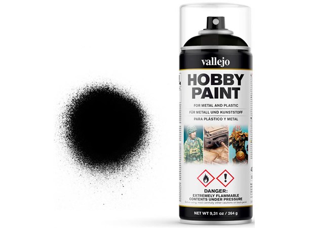 Vallejo Hobby Paint Spray Black 400ml Sprayboks - Surface Primer