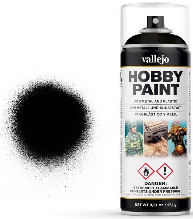 Vallejo Hobby Paint Spray Black 400ml Sprayboks Surface Primer