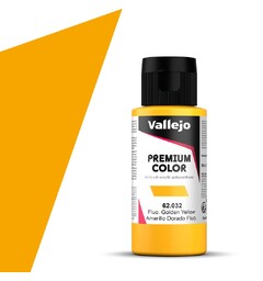 Vallejo Premium Fluo Golden Yellow 60ml Premium Airbrush Color - Fluorescent