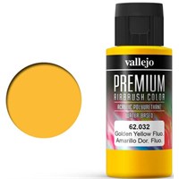 Vallejo Premium Fluo Golden Yellow 60ml Premium Airbrush Color - Fluorescent
