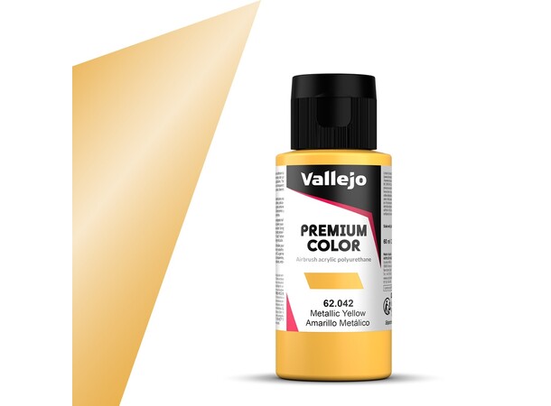 Vallejo Premium Metallic Yellow 60ml Premium Airbrush Color - Metallic 