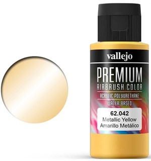 Vallejo Premium Metallic Yellow 60ml Premium Airbrush Color - Metallic 