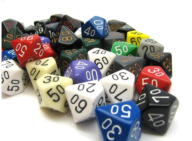 Chessex RPG Dice D10 Tärning  00-90 -1st Slumpmässig färg 