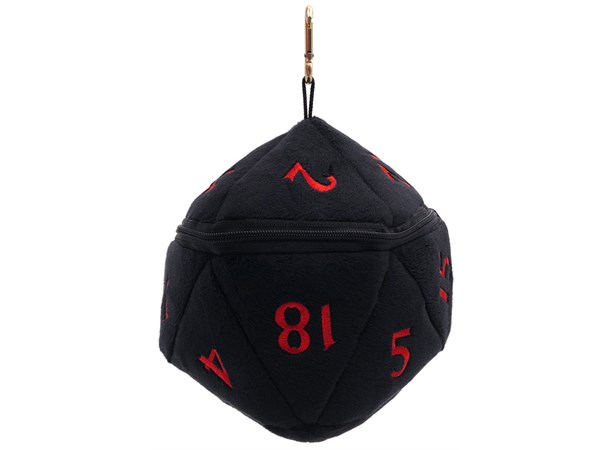 Dice Bag D20 Black/Red D&D Plush