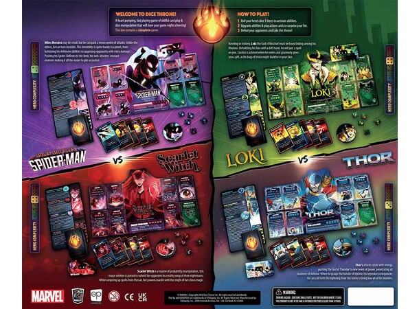 Dice Throne Marvel 4 Hero Box Brettspill Scarlet Witch / Thor / Loki / Spider-Man 