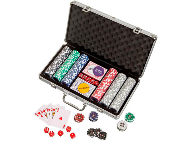 Pokersett med 300 sjetonger Aluminiumskoffert