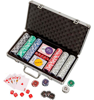 Pokersett med 300 sjetonger Aluminiumskoffert