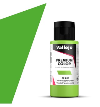 Vallejo Premium Fluo Green 60ml Premium Airbrush Color - Fluorescent