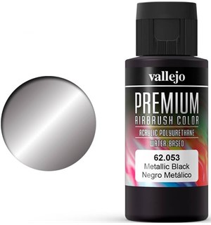 Vallejo Premium Metallic Black 60ml Premium Airbrush Color - Metallic 