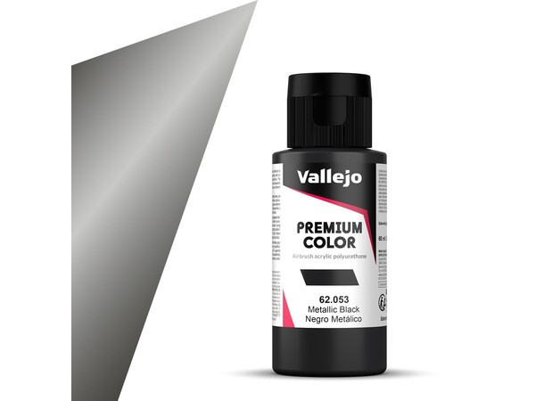 Vallejo Premium Metallic Black 60ml Premium Airbrush Color - Metallic 