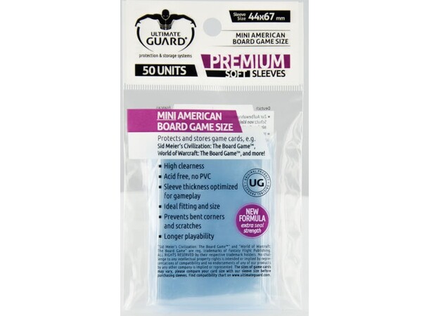 Brädspel Kortskydd 50st 44x67 mm Klar Mini American Ultimate Guard 
