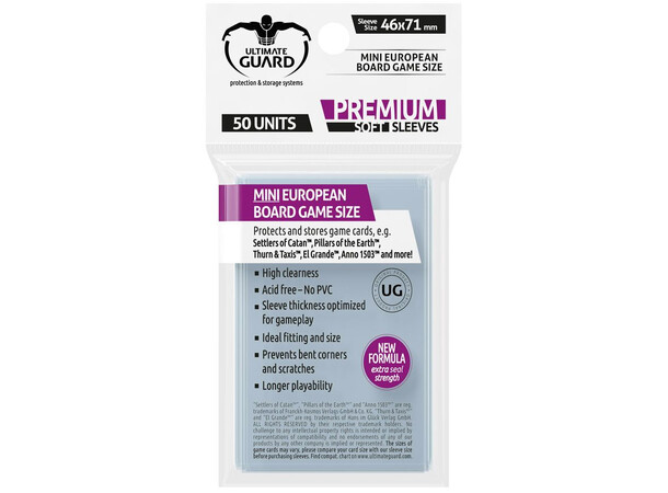Brädspel Kortskydd 50st 46x71mm Mini European - Ultimate Guard 