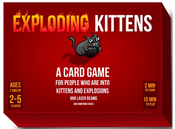 Exploding Kittens Kortspill Engelsk Original bakside, passer til expansions