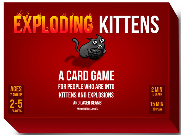 Exploding Kittens Kortspill Engelsk Original bakside, passer til expansions 