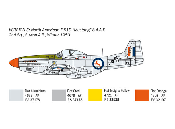 F-51D Mustang Korean War Italeri 1:72 Byggesett 