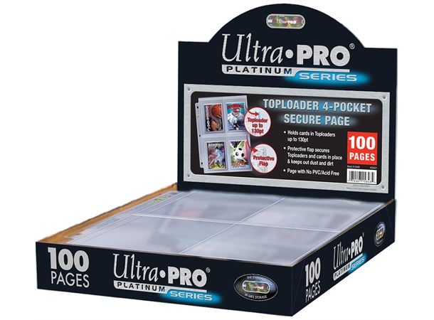Plastlomme 4 Pocket Toploader - 100 stk Ultra Pro Platinum Page