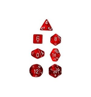 RPG Dice Set Rød/Hvit - 7 stk Chessex 23074 Translucent Red/White 