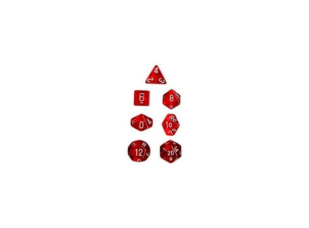 RPG Dice Set Rød/Hvit - 7 stk Chessex 23074 Translucent Red/White