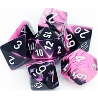 RPG Dice Set Svart-Rosa/Hvit - 7 stk Chessex 26430 Gemini Black-Pink/White