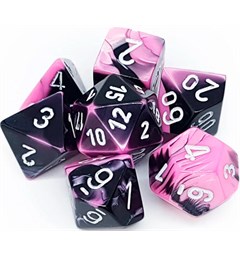 RPG Dice Set Svart-Rosa/Hvit - 7 stk Chessex 26430 Gemini Black-Pink/White