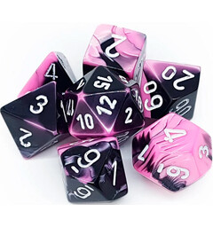 RPG Dice Set Svart-Rosa/Vit - 7 st Chessex 26430 Gemini Black-Pink/White