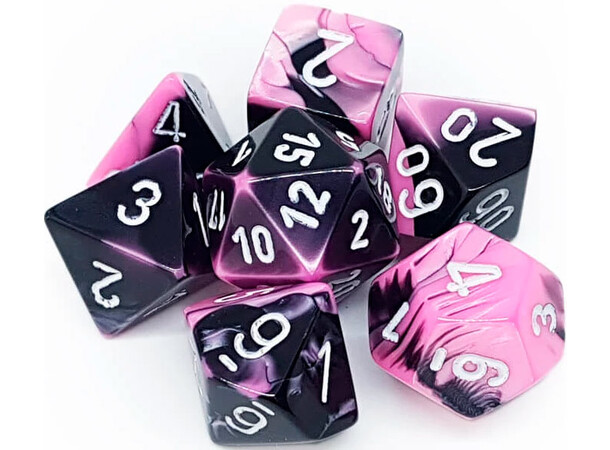 RPG Dice Set Svart-Rosa/Vit - 7 st Chessex 26430 Gemini Black-Pink/White 