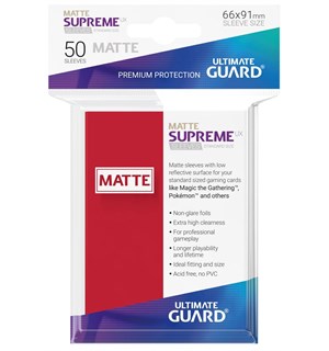Sleeves Supreme Matte Rød x50 66x91 Ultimate Guard Kortbeskytter/DeckProtect 