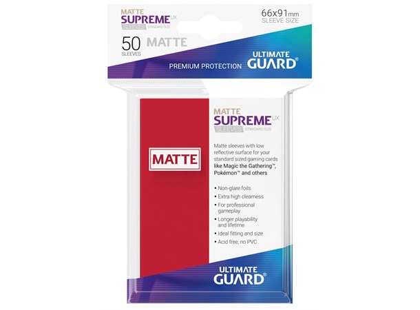 Sleeves Supreme Matte Rød x50 66x91 Ultimate Guard Kortbeskytter/DeckProtect