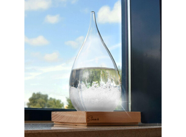 Storm Dråpe - Værmelder - 22 cm høy Glass/Tre - Storm Drop 