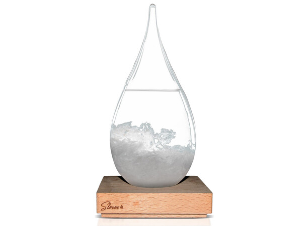 Storm Dråpe - Værmelder - 22 cm høy Glass/Tre - Storm Drop 