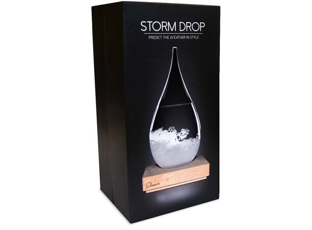 Storm Dråpe - Værmelder - 22 cm høy Glass/Tre - Storm Drop 