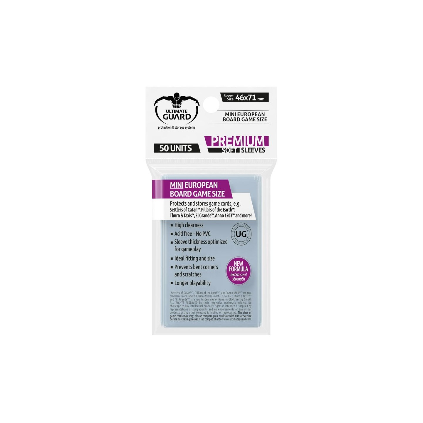 Brettspill Kortbeskyttere 50stk 46x71mm Mini European - Ultimate Guard