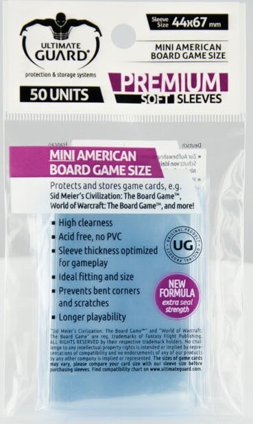 Brettspill Kortbeskyttere 50stk 44x67 mm Klar Mini American Ultimate Guard