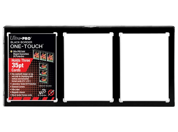 One Touch 3-Card Magnetic Holder 35pt Ultra Pro Black Border UV